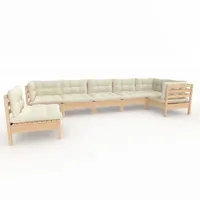 vidaXL Garten-Lounge-Set 7-tlg. beige Kiefernholz