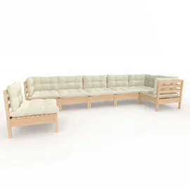 vidaXL Garten-Lounge-Set 7-tlg. beige Kiefernholz