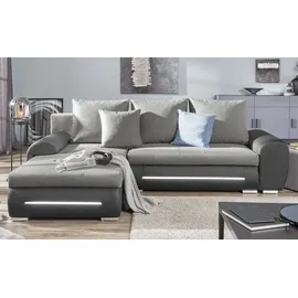 Sofa.de Ecksofa mit Beleuchtung und Schlaffunktion Emma ¦ grau ¦ Maße (cm): B: 280 H: 96 T: 184.0