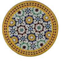 Casa Moro Gartentisch Marokkanischer Mosaiktisch Ø 70 cm Ankabut Gelb handgefertigt (Kunsthandwerk aus Marrakesch), Dekorativer Beistelltisch Balkontisch, MT2089 bunt|gelb