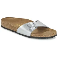 Birkenstock Unisex Madrid Birko-Flor Pantoletten, Silber, 42 EU Schmal - 42 EU Schmal