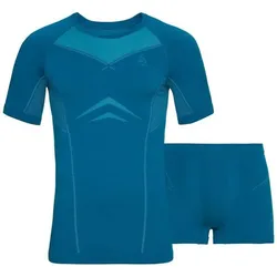 ODLO Herren Baselayer Set PERFORMANCE EVOLUTION, mykonos blue - horizon blue, S