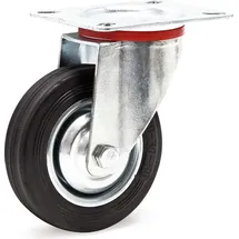 Wiltec Lenkrolle Ø100mm bis 70kg Tragkraft mit Gummirad ungebremst, leiser Lauf, Transportrolle Möbelrolle Laufrolle Möbel-Lenkrolle