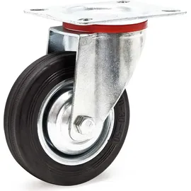 Wiltec Lenkrolle Ø100mm bis 70kg Tragkraft mit Gummirad ungebremst, leiser Lauf, Transportrolle Möbelrolle Laufrolle Möbel-Lenkrolle