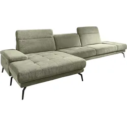 Ecksofa DIE PLANBAR "MP-IN20126 L-Form", grün, B:328cm H:82cm T:190cm, 100% Polyester, Sofas, mit Kopfteilverstellung, optional Sitztiefen- & Armteilverstellung