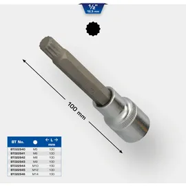 BRILLIANT TOOLS 1/2" Vielzahn-Bit-Stecknuss 100 mm lang