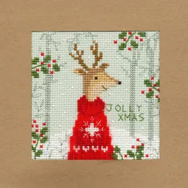 Bothy Threads Grußkarte Kreuzstich-Set Weihnachtshirsch, 10x10cm, XMAS12, Zählmuster