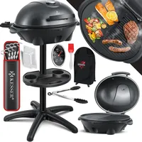 KESSER® elektrischer Elektrogrill 2in1 Tischgrill - Standgrill mit Deckel Standfuß | max. 2400 Watt Thermometer | Antihaftbeschichtung | XXL Gril...