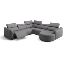 Designer Wohnlandschaft MILAZZO Ecksofa Ledersofa - Grau