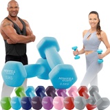 Miweba Sports Neopren Hantelset NKH100 | Profi Hantel - Hexagon Hanteln Set - Kurzhanteln - Kurzhantel Set - Gymnastikhanteln - Hantel Set - Dumbbell - 0,5-10 Kg (2X 0.5 kg, Türkis)