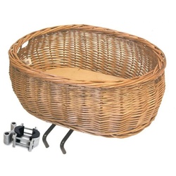 Basil Fahrradkorb Vorderrad-Tierfahrradkorb Pluto Weide inkl. Halter u. Kissen