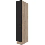 Flex-Well Exclusiv Apotheker-Hochschrank Capri 30 cm Schwarz Matt-Endgrain Oak