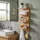 Relaxdays Wandregal Bad, mit 4 Ablagen & 2 Haken, Hängeregal Badezimmer & Küche, Natur