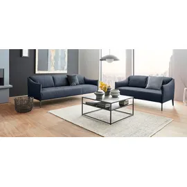 W.Schillig Couch Leder 3-Sitzer Blau