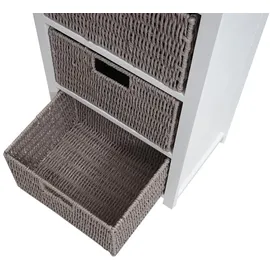 Mendler Kommode HWC-K84 mit Körben, Schrank Schubladenschrank, Holz 83x40x29cm ~ weiß, Körbe grau
