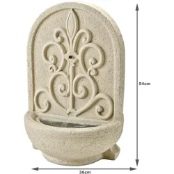 Brunnen rund Wandbrunnen Standbrunnen beige Zierbrunnen 54cm