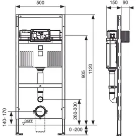 TECE TECEprofil WC-Modul mit Uni-Spülkästen, für Kinder-Stand-WC, Bauhöhe 1120 mm, Spülkasten, Betätigung vorn/oben