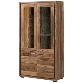 Massivmoebel24 Vitrine Akazie 98x40x180 natur lackiert BARK 108