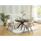 vente-unique Esstisch für 4 bis 8 Personen - ausziehbar - MDF & Stahl - Schwarz - KOMONI