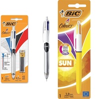 BIC 4 Farben Kugelschreiber Set 4 Colours 3+1HB, mit Bleistift & 4 Farben Kugelschreiber 4 Colours Sun, Special Edition, 1er Pack, Ideal für das Büro, das Home Office oder die Schule