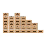 BigDean 30er Boxen-Set mit Sichtfenster & Schublade - Pappkarton aus Kraftpapier - Schuhbox Spielzeug-Box Aufbewahrung für Zubehör & Accessoires