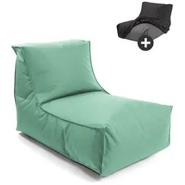mokebo Sitzsack mit Schutzhülle für Kinder & Erwachsene 'Der Sundowner', Bean Bag mit Füllung oder Bodenkissen für Indoor & Outdoor, auch als Liegekissen, Relaxliege oder Liege in Eukalyptus Grün