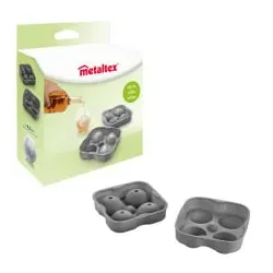 Metaltex Eiswürfelform aus Silikon 253536000 , 1 Packung = 1 Form für 4 Eiskugeln