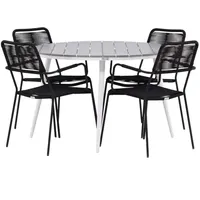 VCM ebuy24 Break Gartenset Tisch Ø120cm Grau 4 Stühle