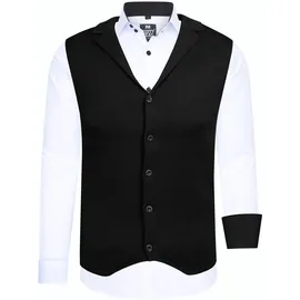 RUSTY NEAL Langarmhemd RUSTY NEAL, Herren, Gr. 6XL, EURO-Größen, schwarz-weiß (weiß, schwarz), 60% Baumwolle, 37% Polyester, 3% Elasthan, mehrfarbig, Hemden, inklusive Langarmhemd und Weste