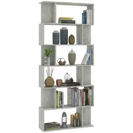 vidaXL Bücherregal/Raumteiler Betongrau 80x24x192 cm Holzwerkstoff