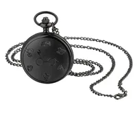 JewelryWe Retro Taschenuhr Herren Vintage Brille Blitz Trophäe Blume Arabische Ziffern Skala Analog Quarz Uhr mit Halskette Kette Kettenuhr Unisex schwarz