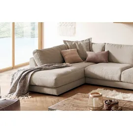 KAWOLA Wohnlandschaft U-Form Madeline Cord Longchair rechts taupe