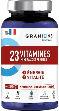 Granions 23 Vitamine 3 Monate Energie Und Vitalität Vitamin C/Magnesium Gegen Müdigkeit 90 Tabletten