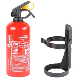 EXDINGER Pulver-Feuerlöscher kompakter BC Pulver-Autofeuerlöscher gemäß DIN EN 3-7 (1 kg), Dauerdruck, BC Pulver, (2-St) Dauerdrucklöscher, Sicherungskeil, mehrfach befüllbar rot 8.5 cm x 25.5 cm