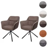 Mendler 2er-Set Esszimmerstuhl HWC-K33, Küchenstuhl Stuhl, drehbar Auto-Position, Stoff MVG ~ Kunstleder, braun-dunkelbraun