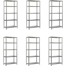 SimonRack Pack mit 6 Advantage Metallregalen mit Schrauben.  5 Ebene.  Farbe verzinkt.  1800x900x400 mm