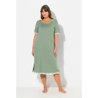 Ulla Popken Women's, Spitzenkanten, Rundhals, Halbarm Nachthemden, Khaki, 50/52