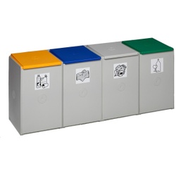 VAR Kunststoffcontainer 60 Liter, aus schlagzähem Polysterol, 4-fach, ohne Deckel