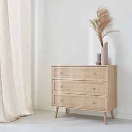 sweeek Kommode mit Holzeffekt 3 Schubladen Beige