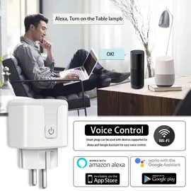 ghome smart Wlan Steckdose 16A, Alexa Steckdose 1 Pack, Smart Home Plug Kompatibel mit Alexa Google Home, App Fernbedienung, Stromverbrauch Messen Sprachsteuerung Timer, NUR auf 2,4GHz WiFi