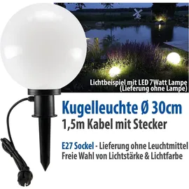 ChiliTec Kugelleuchte Gartenlampe 3er Set 30cm mit Erdspieß für Außen