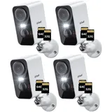 ieGeek Überwachungskamera 3MP Überwachungskamera Außen/InnenAkku (Aussen, Außen/Innen, Außenbereich, drinnen, 2K Kamera Überwachung Kabellos WLAN Aussen IP Kamera Outdoor, 4-tlg., mit PIR Bewegungsmelder 2-Wege-Audio Farbige Nachtsicht Wasserdicht, Cloud/Memory Card Storage Alex 2,4 GHz)