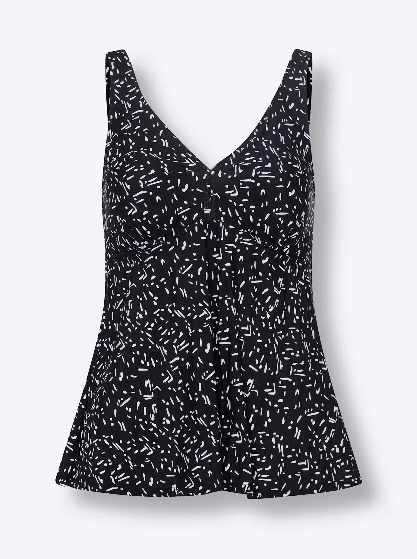 Tankini-Top, Damen, Gr. 48, Cup D, schwarz-weiß (schwarz, weiß, bedruckt), Elasthan, Polyamid, Bikini-Oberteile
