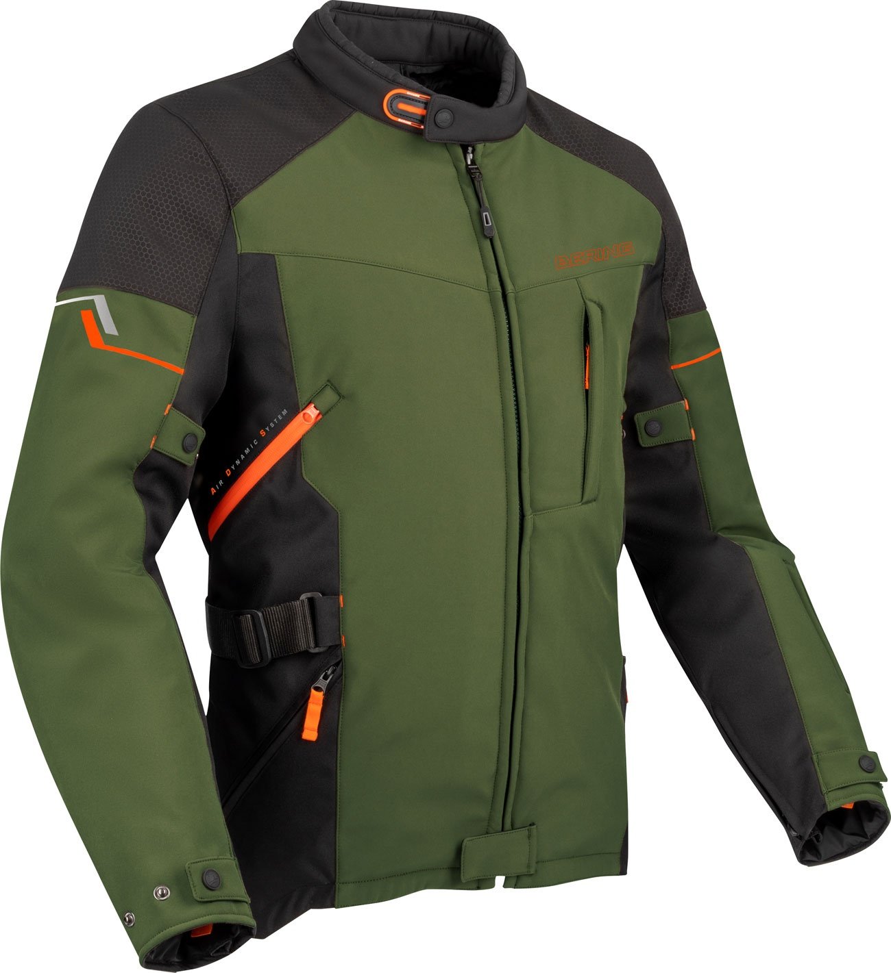 Bering Cobalt, veste textile imperméable - Vert Foncé/Noir/Orange - XXL