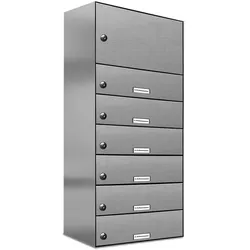 AL Briefkastensysteme 6 Fächer Premium Edelstahl Durchwurf Briefkasten Anlage für Post Post A4, modern, robust, wetterfest, Artikelnummer: 132V6DZ1KS
