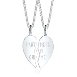 Elli Ketten-Set »Halskette Freunde Partner Herz 925 Sterling Silber« Elli Silber 45