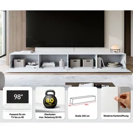 OTTO home Denver TV-Schrank 300 cm Beige Kunststoff/Metall/Holzwerkstoff
