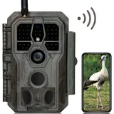 GardePro E8 Wildkamera WLAN mit App 64MP H.264 1296P Video, 27m Infrarot Nachtsicht Bewegungsmelder Wildtierkamera WiFi Handyübertragung, 0,1s Schnelle Trigger, IP66