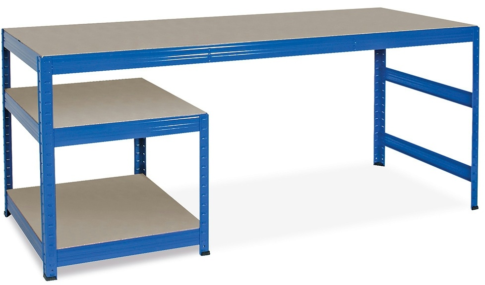 Packtisch / Werkbank, BxTxH 1800x600x900 mm, Unterbau BxTxH 600x600x515 mm, blau