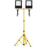 Aufun LED Baustrahler 2x 200W Strahler Kaltweiß mit Stativ und 3M Kabel LED Fluter Arbeitsscheinwerfer Wasserdicht IP66 für Innen-und Außenbereich,Garage, Baustelle, Sportplatz(Kaltweiß + Stativ)